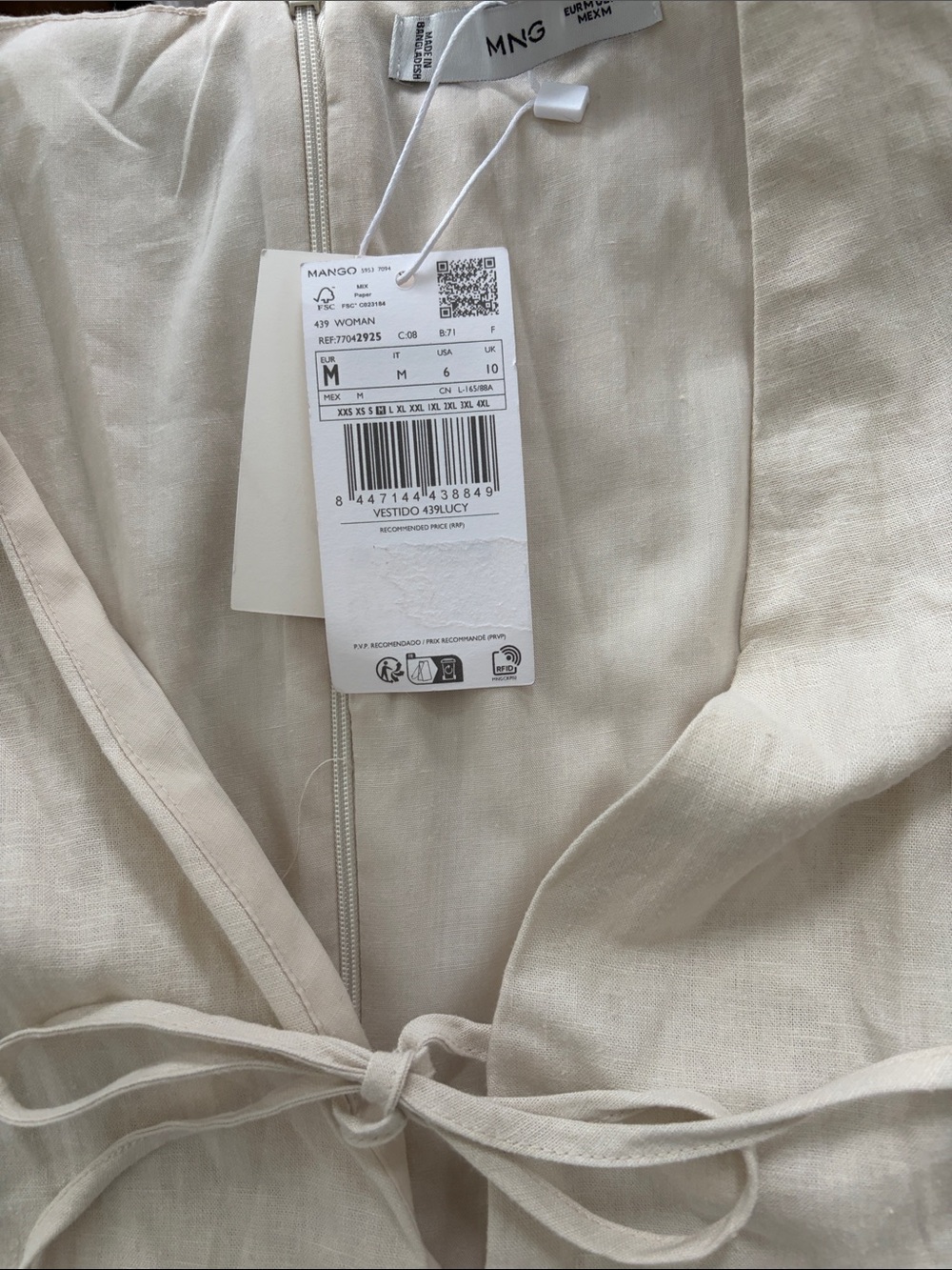 Mango Beige Tie-Front Mini Dress - Picture 4 of 4